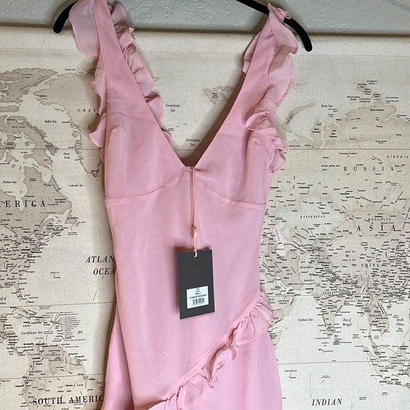 HOUSE OF CB 'Tania' Pink Quartz Ruffle Mini Dress NWT - Picture 12 of 15